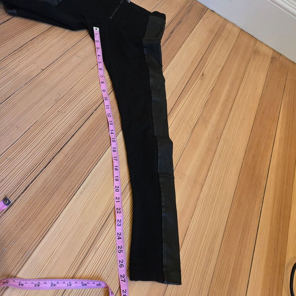Alice + Olivia Women Leggings Skinny Pants Leather Panels Black Size 6 Moto Edgy - Picture 10 of 14